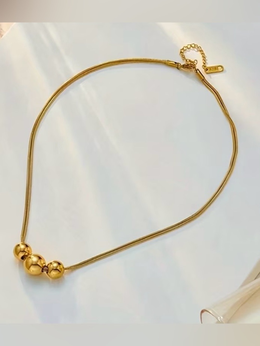 NeW! Elegant Gold-Tone Triple Bead Necklace. A1-51